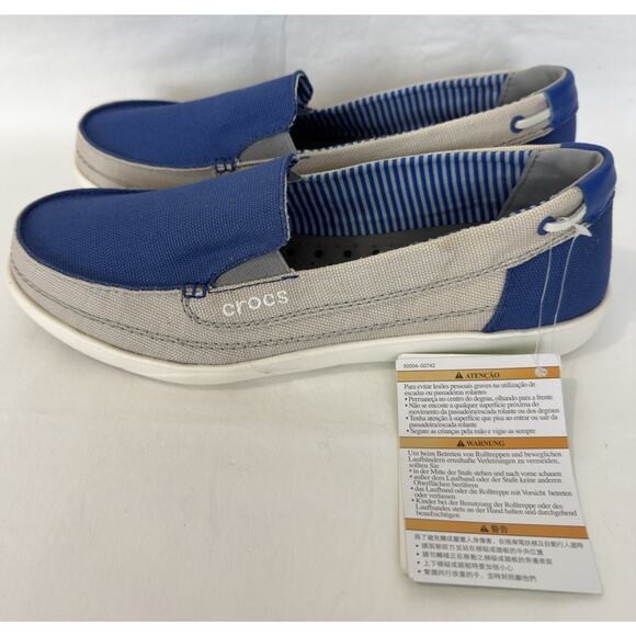 Crocs Walu Women’s Canvas Loafers Slip-On Blue US 9 Boat Shoes - Picture 2 of 10